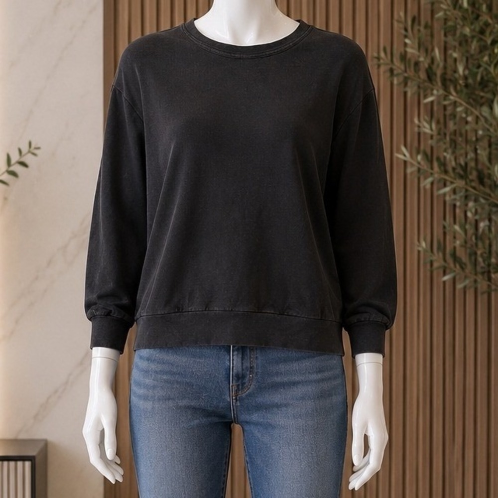 Pact Womens Sweatshirt Black Organic Cotton Back Cutout Pullover Small